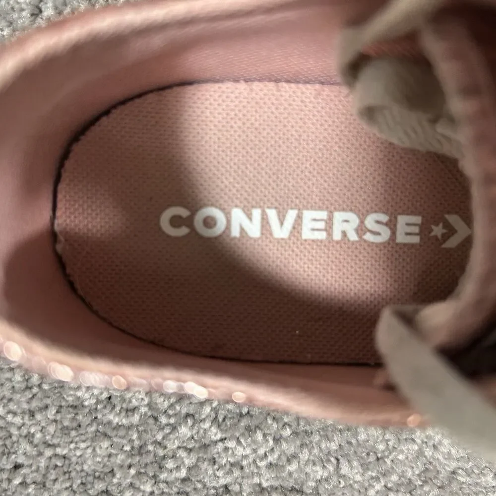 Converse Chuck Taylor All Star Low GS Youth Sz 3 Dusk Pink Glitter Casual Shoes